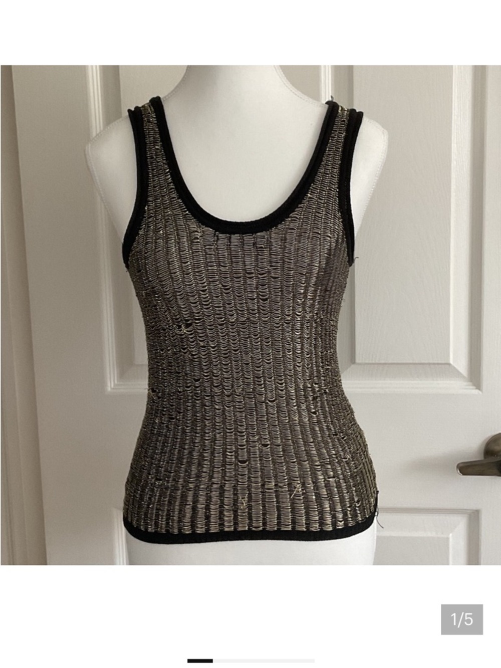 Zara Black Sweater with Gold Metallic Stripes